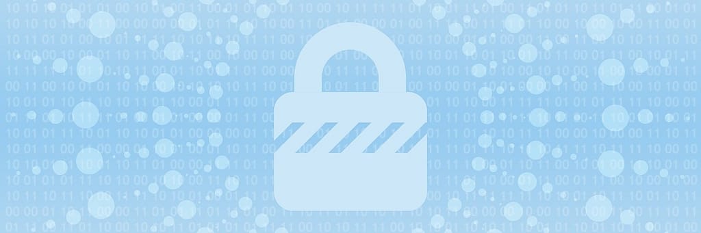 Candado cerrado blanco sobre fondo azul que simboliza la seguridad de datos digitales y la protección online.